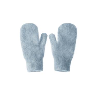 ALPACA BLEND KNIT MITTENS - Sky blue by Zara