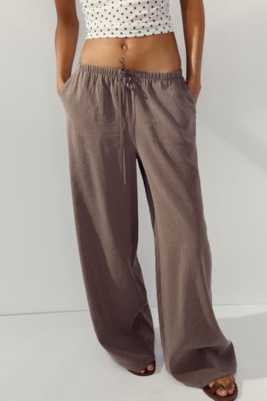 FLOWING PALAZZO TROUSERS - Chocolate brown by Zara