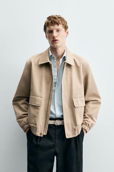 REGULAR FIT COTTON JACKET - Taupe grey by Zara