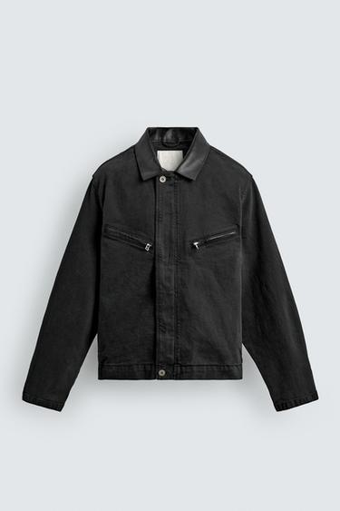 DENIM JACKET WITH CONTRAST COLLAR - Black by Zara