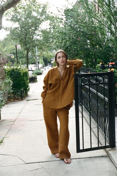 100% LINEN STRIPED SHIRT - striped by Zara
