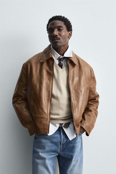 LIMITED EDITION LEATHER JACKET - Brown by Zara