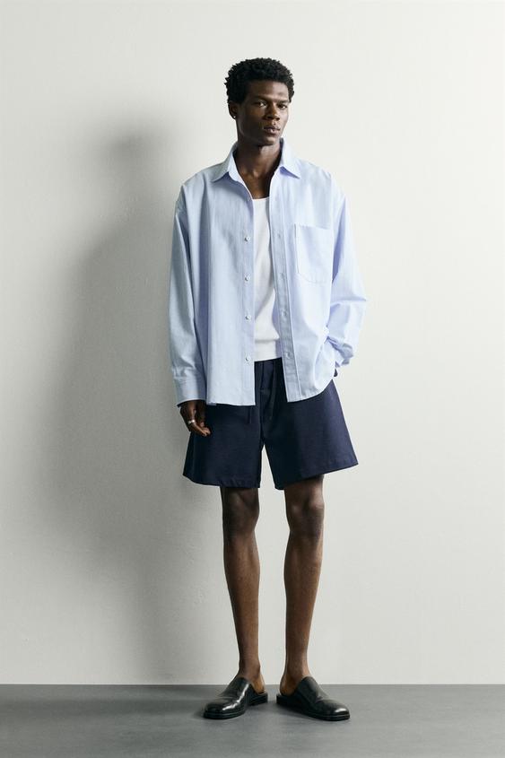 CONTRAST WAIST JOGGER BERMUDA SHORTS - Navy blue by Zara - Image 0