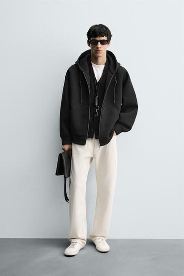 INTERLOCK OVERSIZE FIT HOODIE - Black by Zara - Image 0