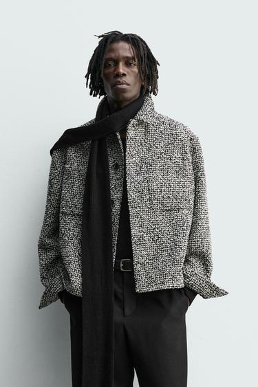 TEXTURED OVERSHIRT WITH POCKETS - Black / White by Zara