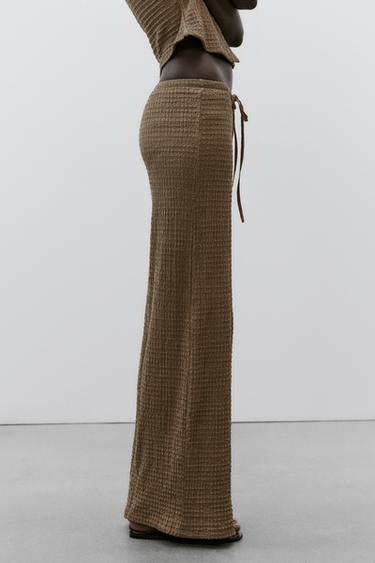 TEXTURED STRAIGHT-FIT TROUSERS - Brown by Zara