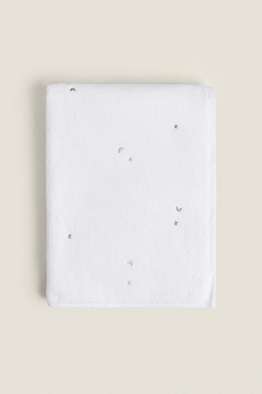 CHILDREN'S MOON AND STAR BATH TOWEL - Oyster-white by Zara - Image 0