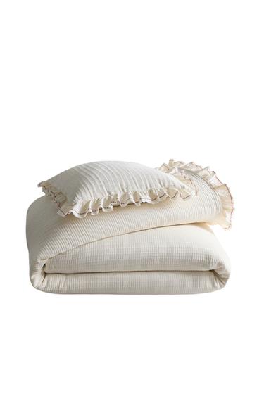 KIDS' TEXTURED BEDSPREAD WITH RUFFLE TRIM - Orange by Zara
