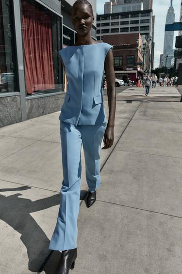 FLARE TROUSERS WITH SIDE VENTS - Blue by Zara