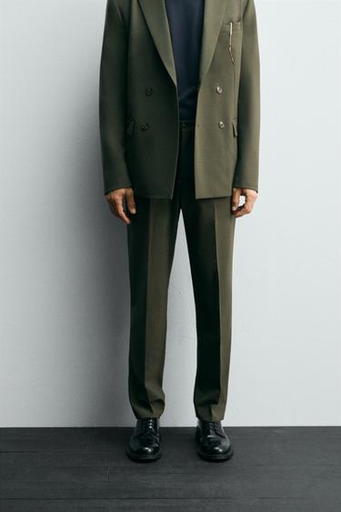 WOOL SUIT TROUSERS - Green by Zara