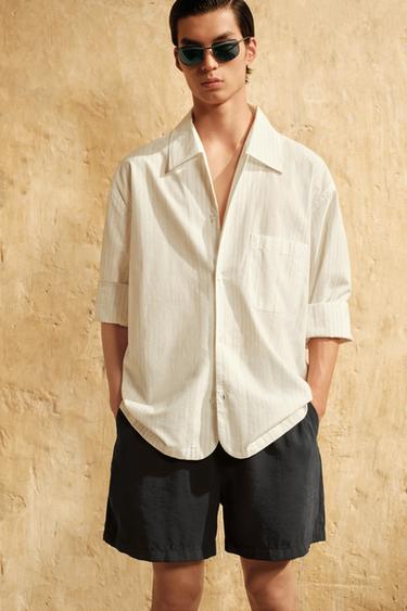 STRIPED TEXTURED SHIRT - White by Zara