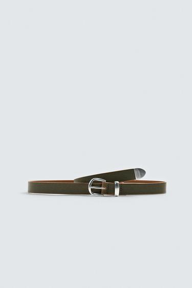 LEATHER BELT - Khaki by Zara