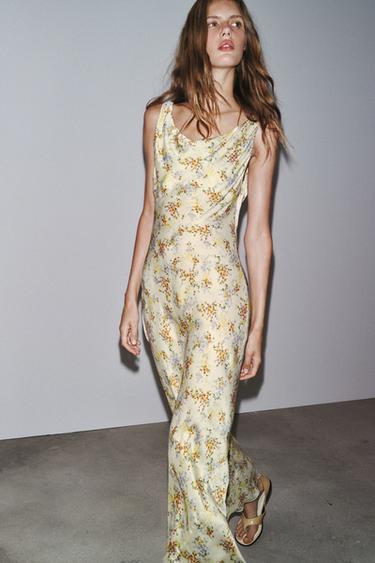 ZW COLLECTION PRINTED SATIN DRESS - Yellow by Zara