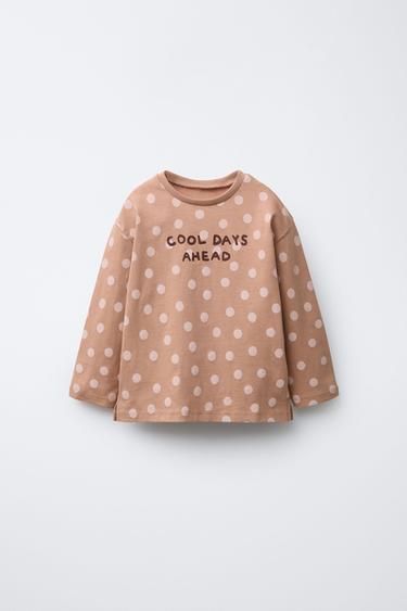 PRINTED SLOGAN T-SHIRT - Beige-pink by Zara - Image 0