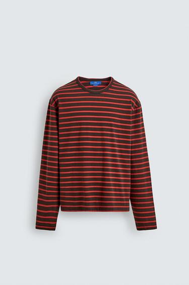 STRIPED JACQUARD T-SHIRT AARON LEVINE X ZARA - Red by Zara