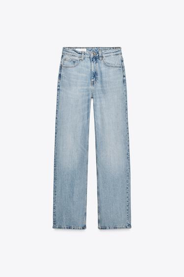 TRF STRAIGHT HIGH-WAIST JEANS - Light blue by Zara