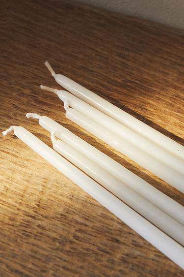 PACK OF LONG DECORATIVE CYLINDRICAL CANDLES (PACK OF 6) - Ecru by Zara