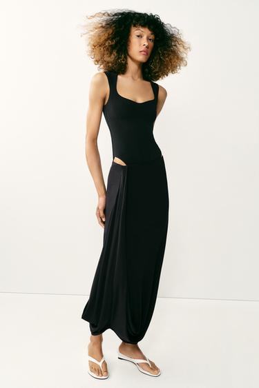 STRETCH SQUARE NECK BODYSUIT - Black by Zara