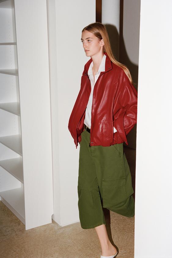 ZW COLLECTION MID-WAIST CARGO CAPRIS - Khaki by Zara - Image 0