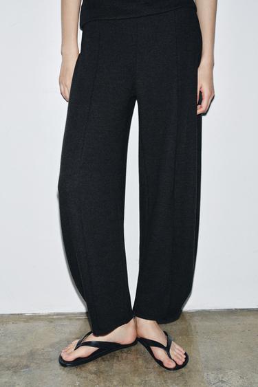 SOFT WIDE-LEG TROUSERS - charcoal grey by Zara - Image 0