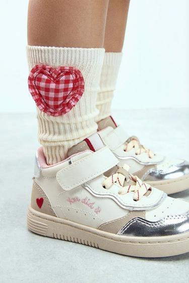 GINGHAM HEART SOCKS - Ecru by Zara