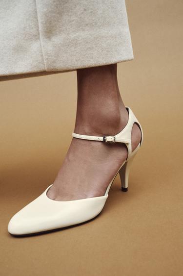 HEELED SHOES WITH STRAP - Ecru White by Zara - Image 0