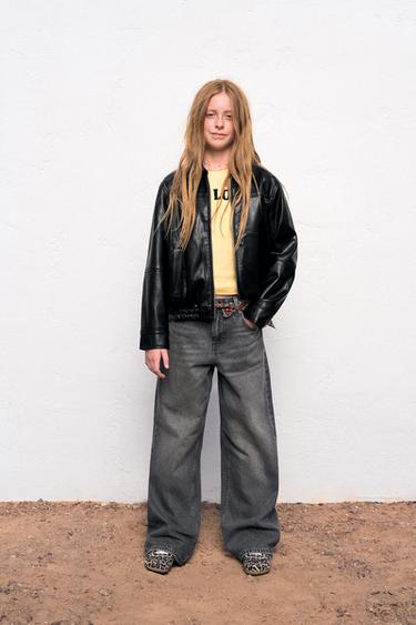 LEATHER-EFFECT BOMBER JACKET - Black by Zara