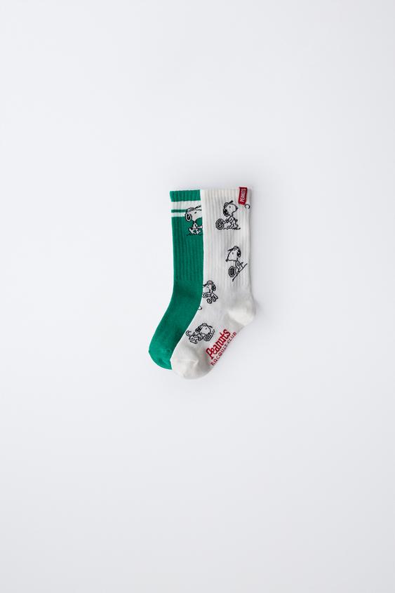 2-PACK OF MID-CALF SNOOPY PEANUTS™ SOCKS - Green/White by Zara - Image 0
