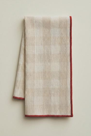 PACK OF CHECK NAPKINS WITH TOPSTITCHING (PACK OF 2) - Beige by Zara