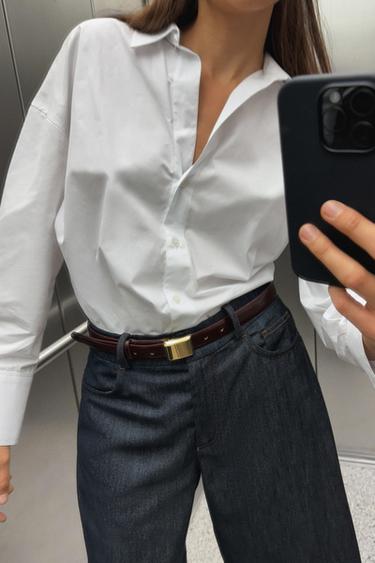 BASIC POPLIN SHIRT - White by Zara - Image 0