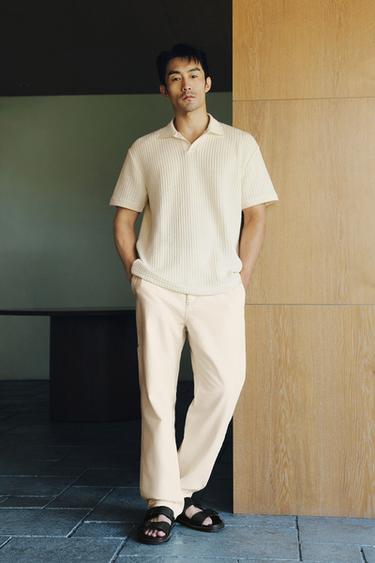 TEXTURED POLO SHIRT - Oyster-white by Zara