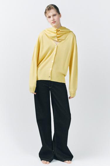 PLAIN KNIT WOOL CARDIGAN - Yellow by Zara - Image 0