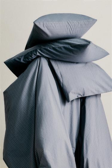 REVERSIBLE COTTON DUVET COVER - Mid-blue by Zara