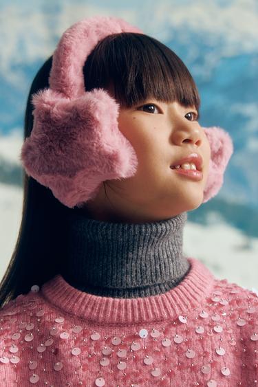 STAR FAUX FUR EARMUFFS - Pink / Mauve by Zara