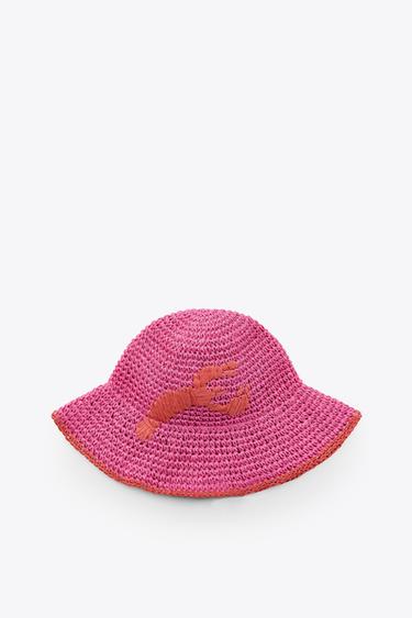LOBSTER WOVEN BUCKET HAT - Fuchsia by Zara