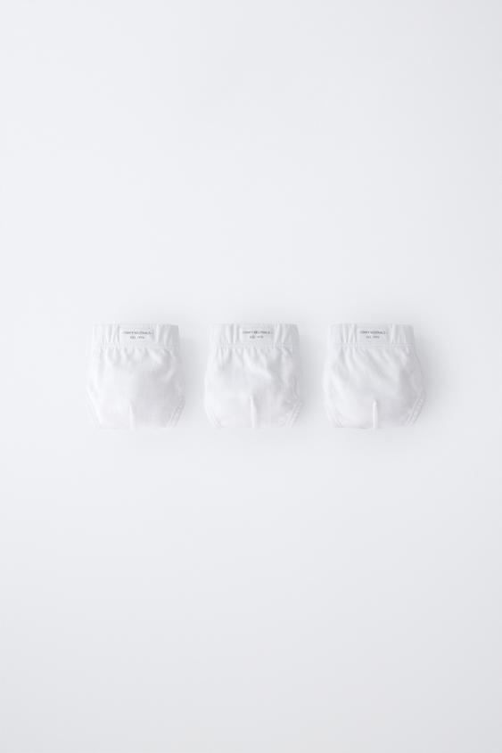 1 1/2-6 YEARS/ PACK OF THREE PLAIN BRIEFS WITH LABEL - White by Zara - Image 0