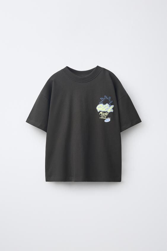 PRINTED T-SHIRT - Anthracite grey by Zara - Image 0