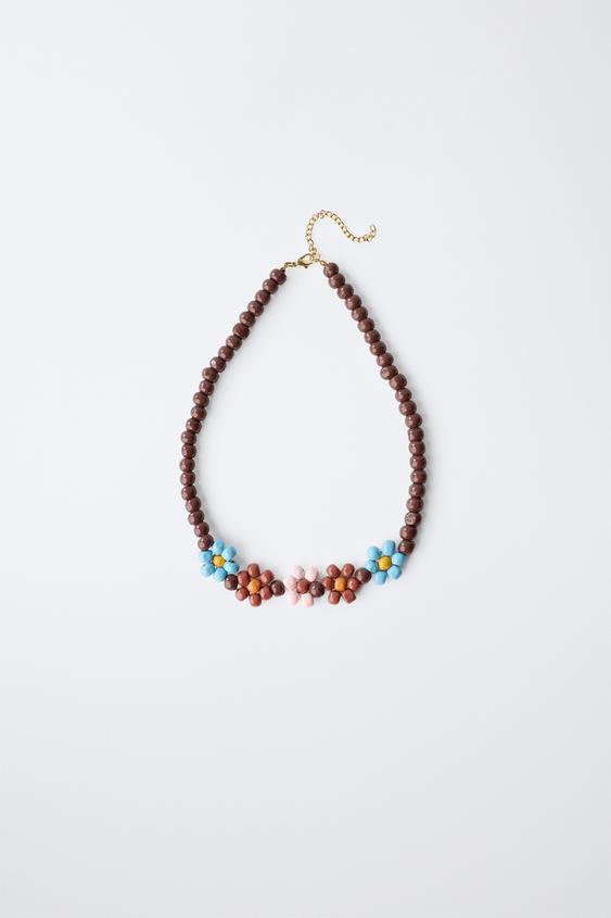 FLORAL BEADED NECKLACE - Multicoloured by Zara - Image 0