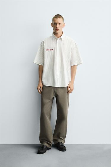 EMBROIDERED STRIPED SHIRT - striped by Zara - Image 0