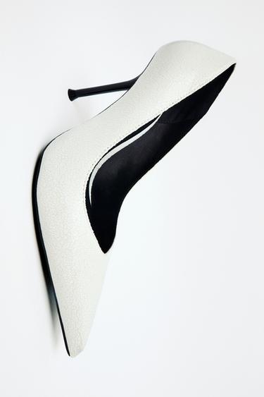CRACKLED-EFFECT HEELED SHOES - white by Zara