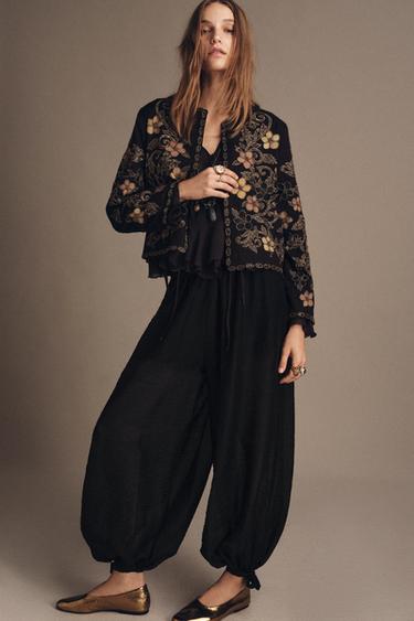 FLORAL EMBROIDERY JACKET ZW COLLECTION - Black by Zara - Image 0