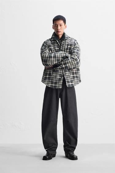 QUILTED CHECK OVERSHIRT - Black / White by Zara - Image 0