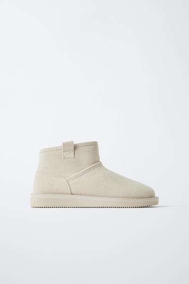 LINED LEATHER ANKLE BOOTS - Beige by Zara - Image 0