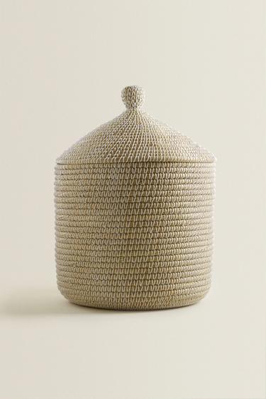ROUND BASKET WITH LID - Light beige by Zara - Image 0