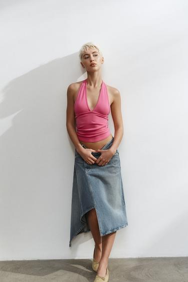 ASYMMETRIC TRF DENIM SKIRT - Blue by Zara