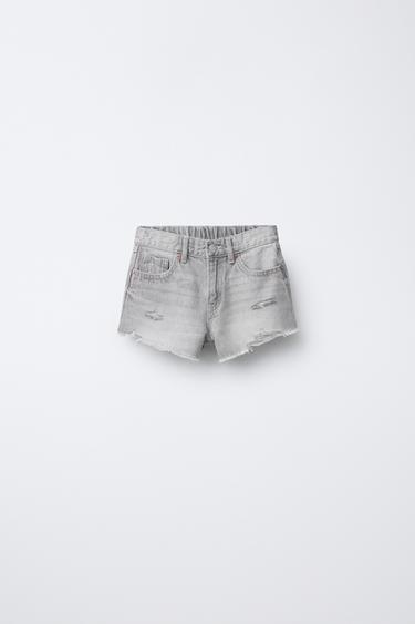 RIPPED DENIM BERMUDA SHORTS - Grey by Zara