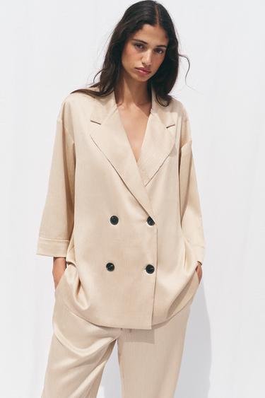 TEXTURED DOUBLE-BREASTED BLAZER - Cava by Zara