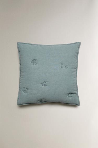 CHILDREN'S SPACE CUSHION COVER FOR QUILTS - Blue by Zara