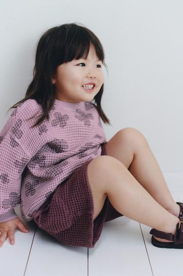 WAFFLE-KNIT FLORAL SWEATSHIRT - Pink by Zara