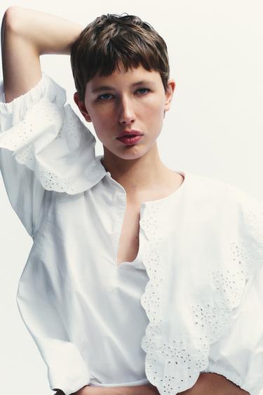 POPLIN SHIRT WITH PETER PAN COLLAR - White by Zara